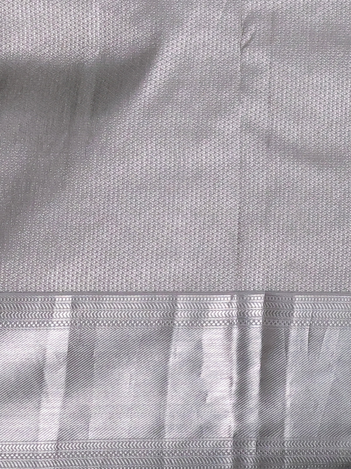 Tissue Kanchipuram Silk Saree With Allover Embroidery And Silver Zari