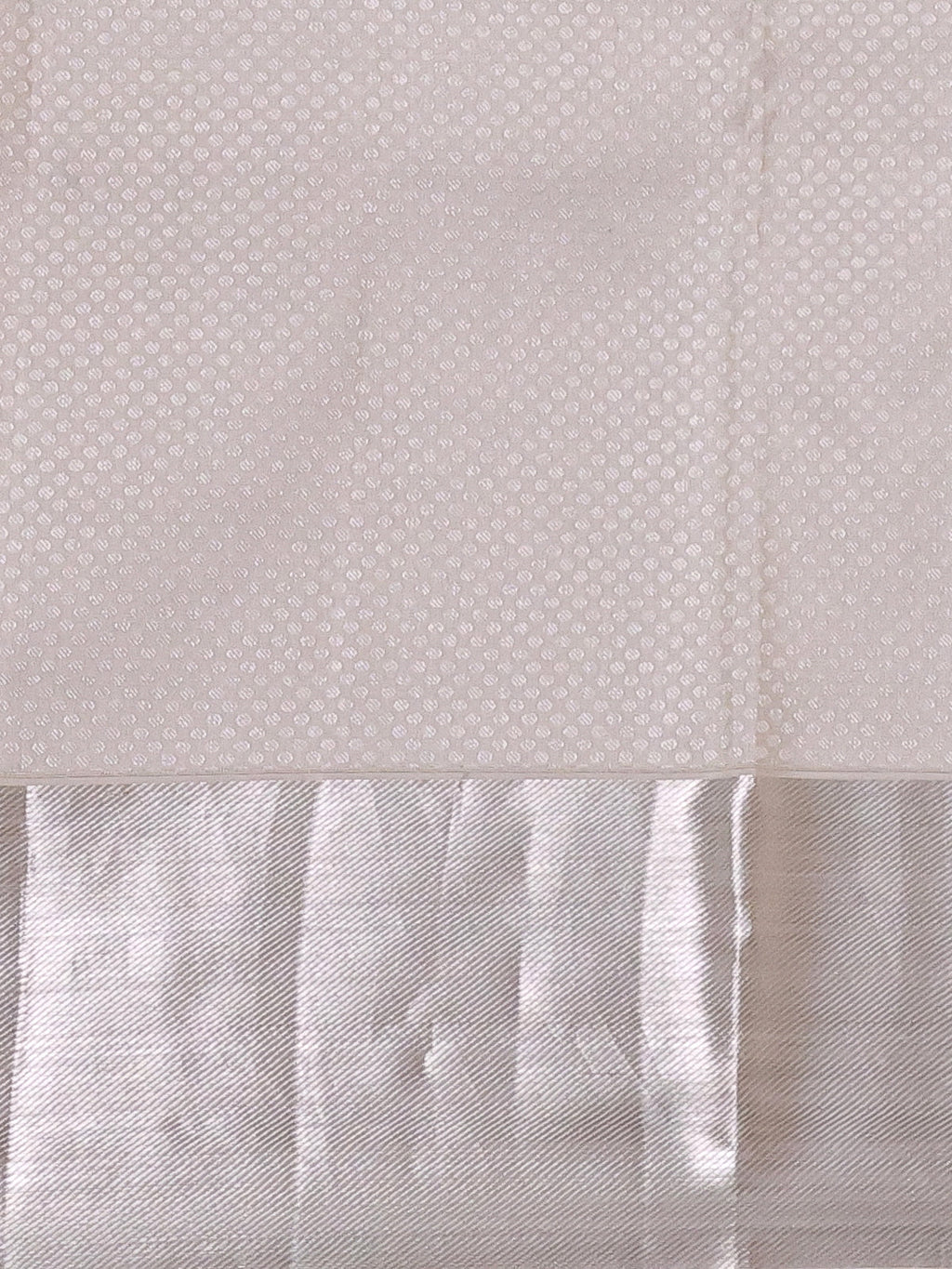 Off White Tissue Kanchipuram Silk Saree With Allover Embroidery And Silver Zari
