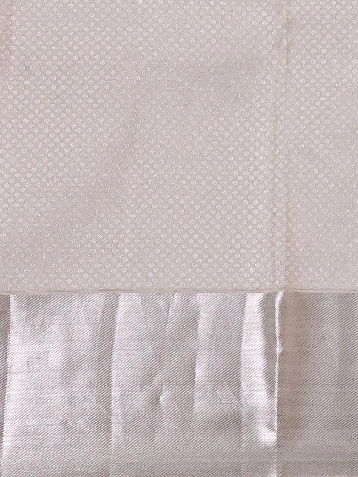 Off White Tissue Kanchipuram Silk Saree With Allover Embroidery And Silver Zari