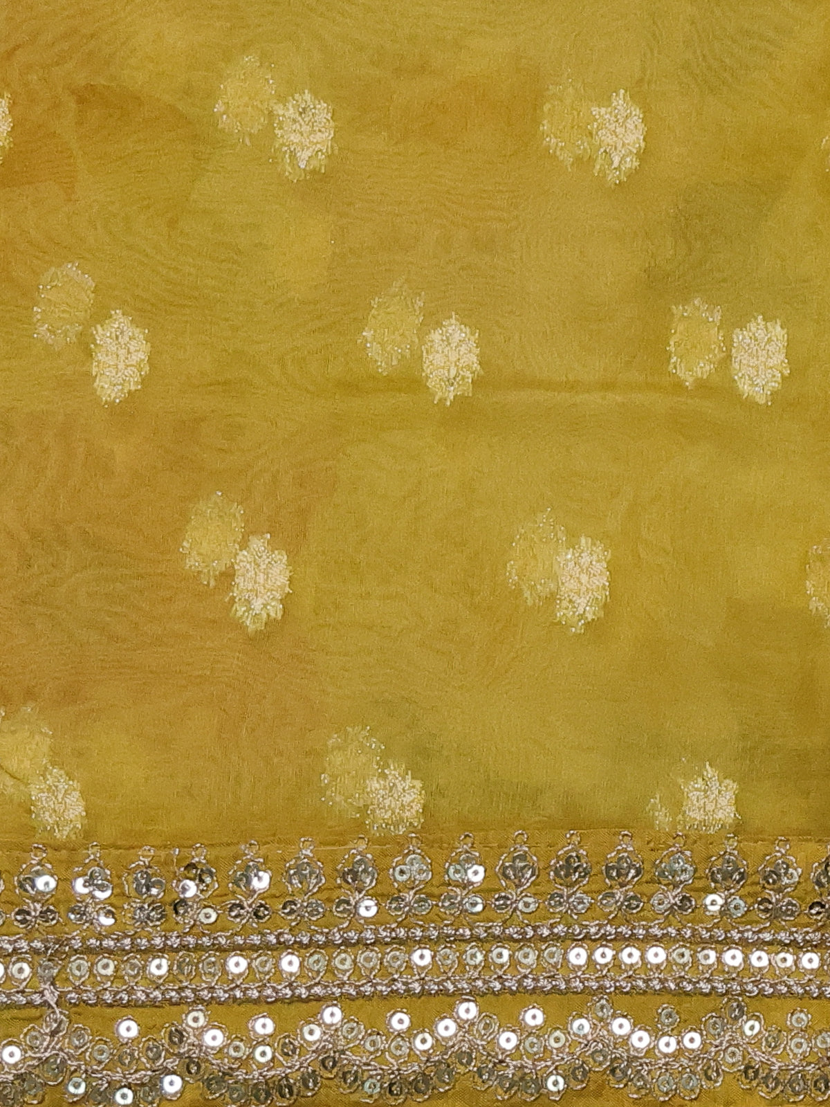 Yellow Organza With Zari Weave Embroidery Patch Border
