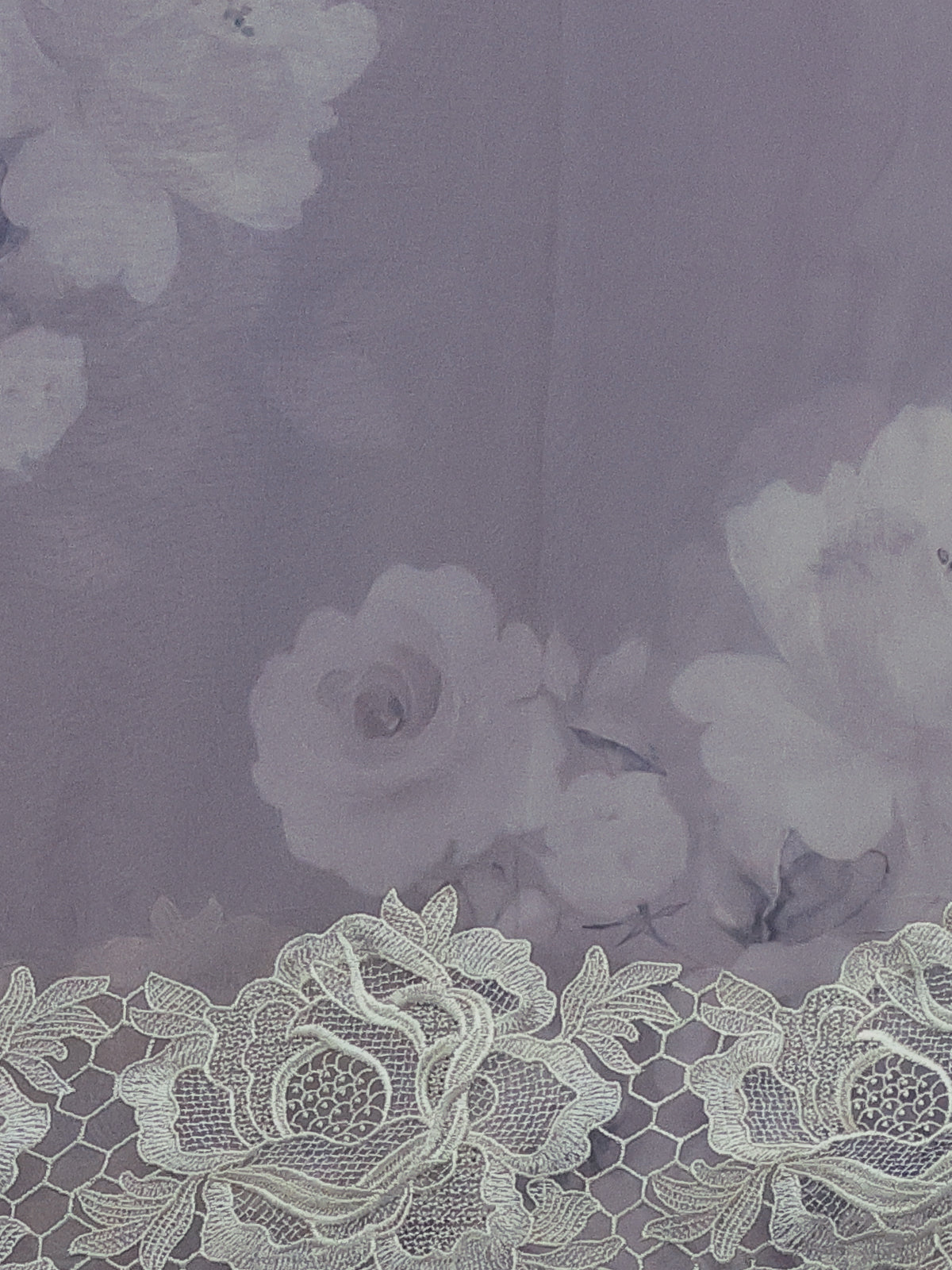 Cream & Grey Georgette Saree With Scalap And Lace Type Embroidery