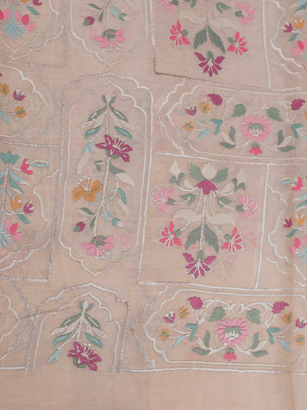 Lavender Organza Silk Saree With Floral Embroidery Border