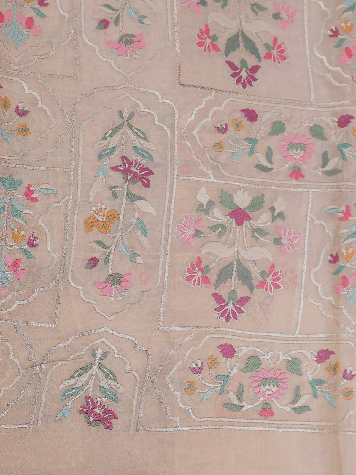 Lavender Organza Silk Saree With Floral Embroidery Border