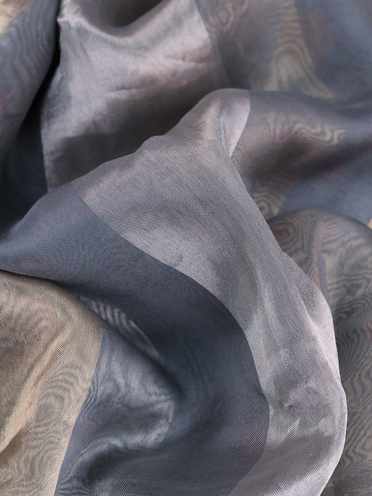 Grey Organza Silk Saree With Floral Embroidery Border