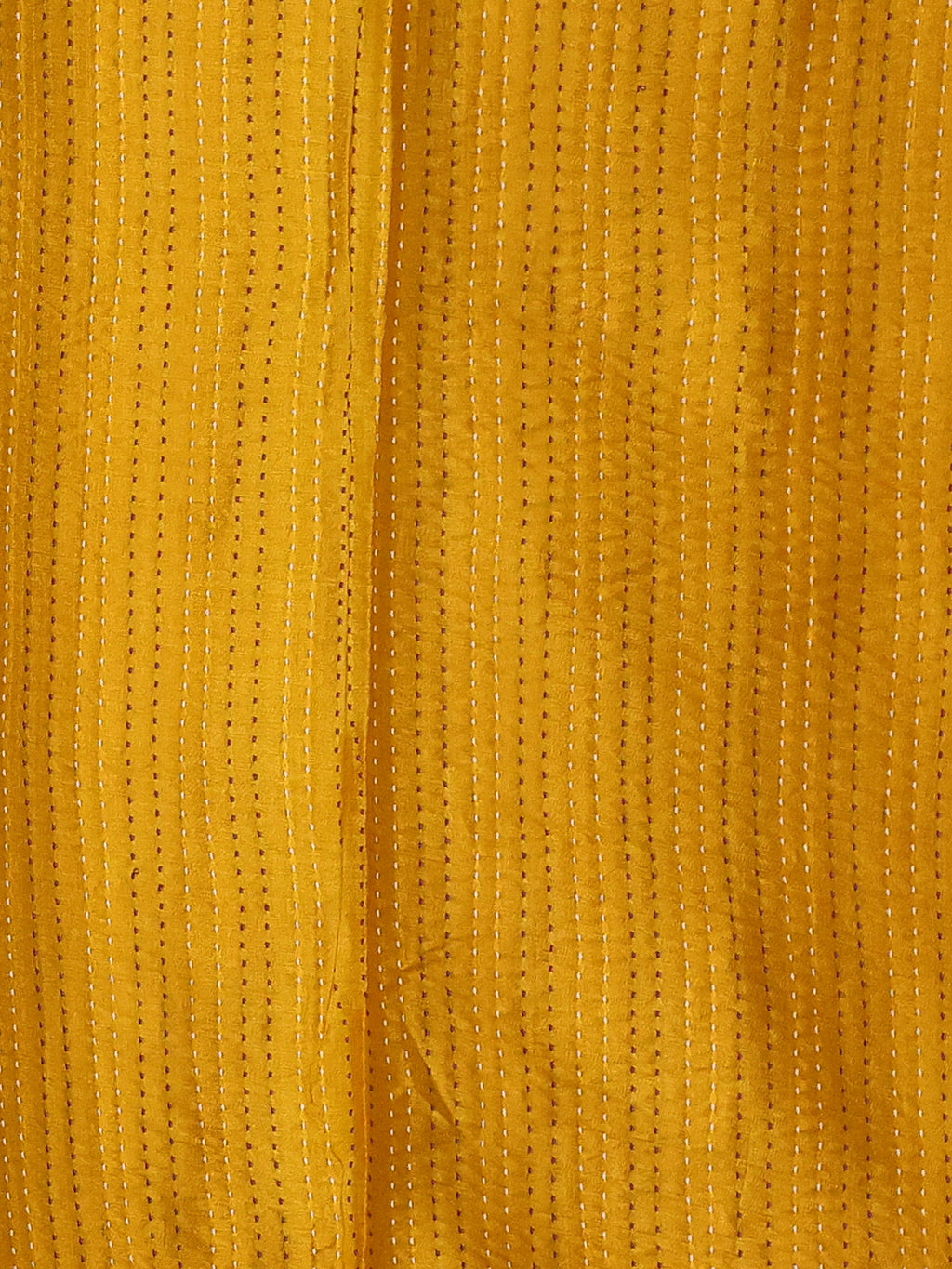 Mango Yellow Pure Tussar Silk Saree With Allover Mirror Work & Kutch Embroidery
