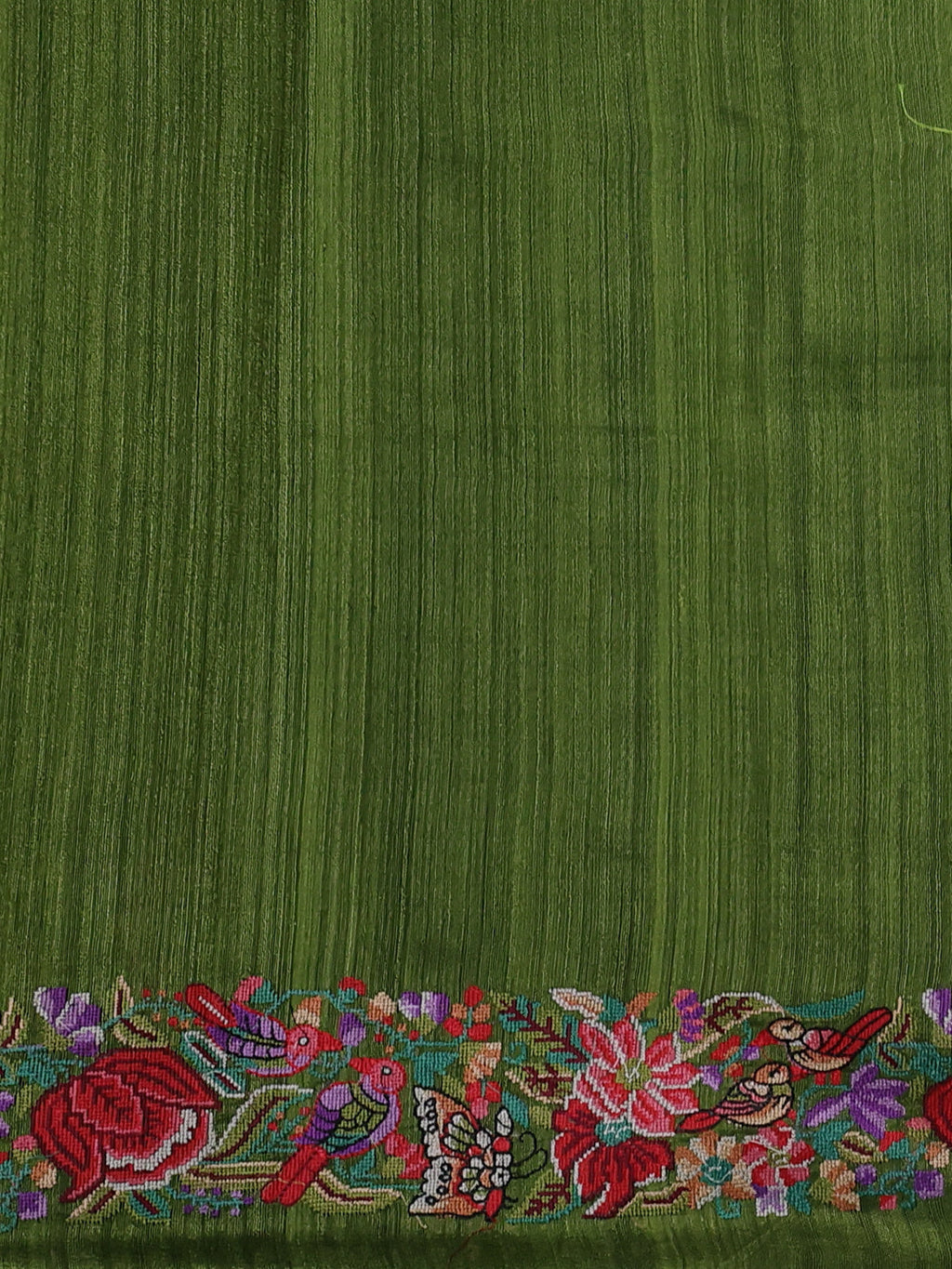 Green Bengal Tussar Silk Saree With Convent Embroidery And Sequin Weaves