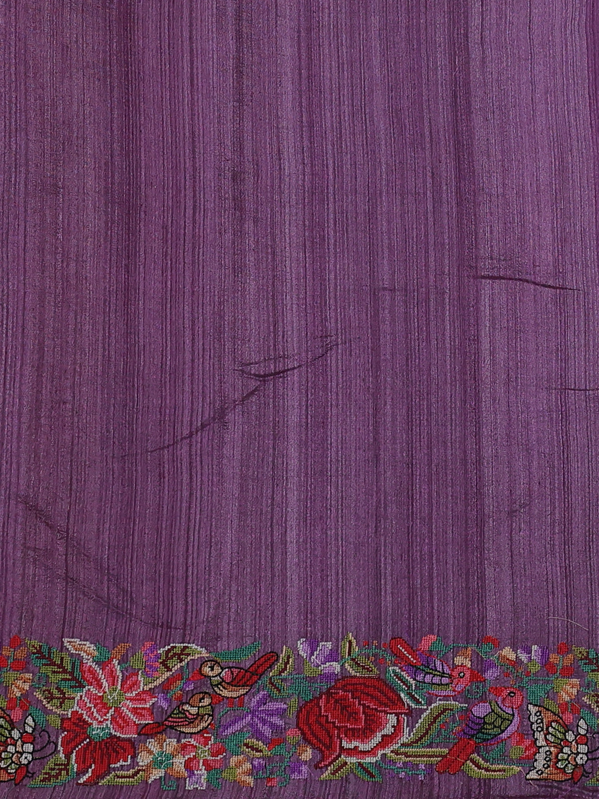 Purple Bengal Tussar Silk Saree With Convent Embroidery And Sequin Weaves