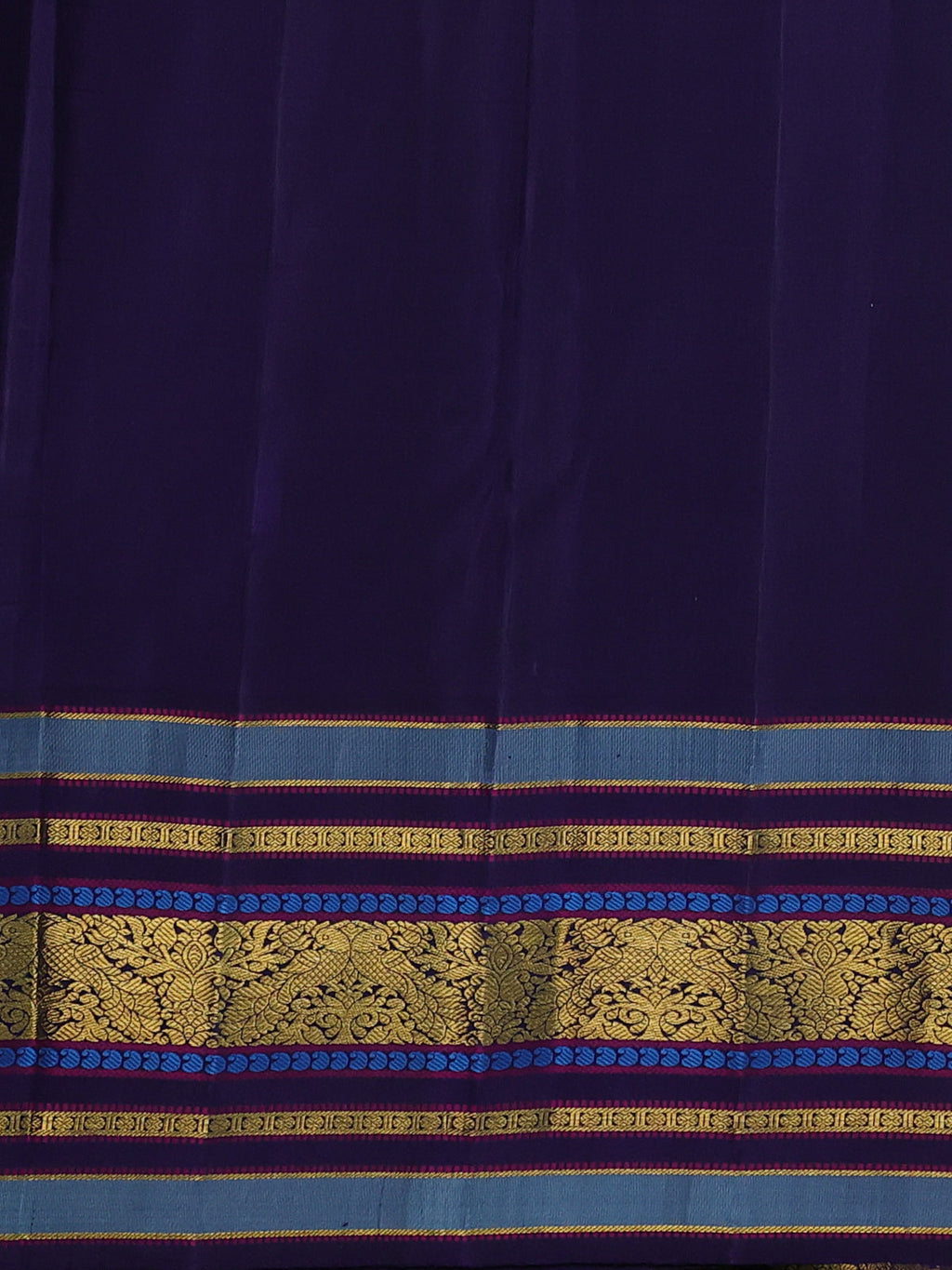 Teal Blue & Navy Blue Kanchipuram Silk Saree Witth Allover Checks & Zari Buttas