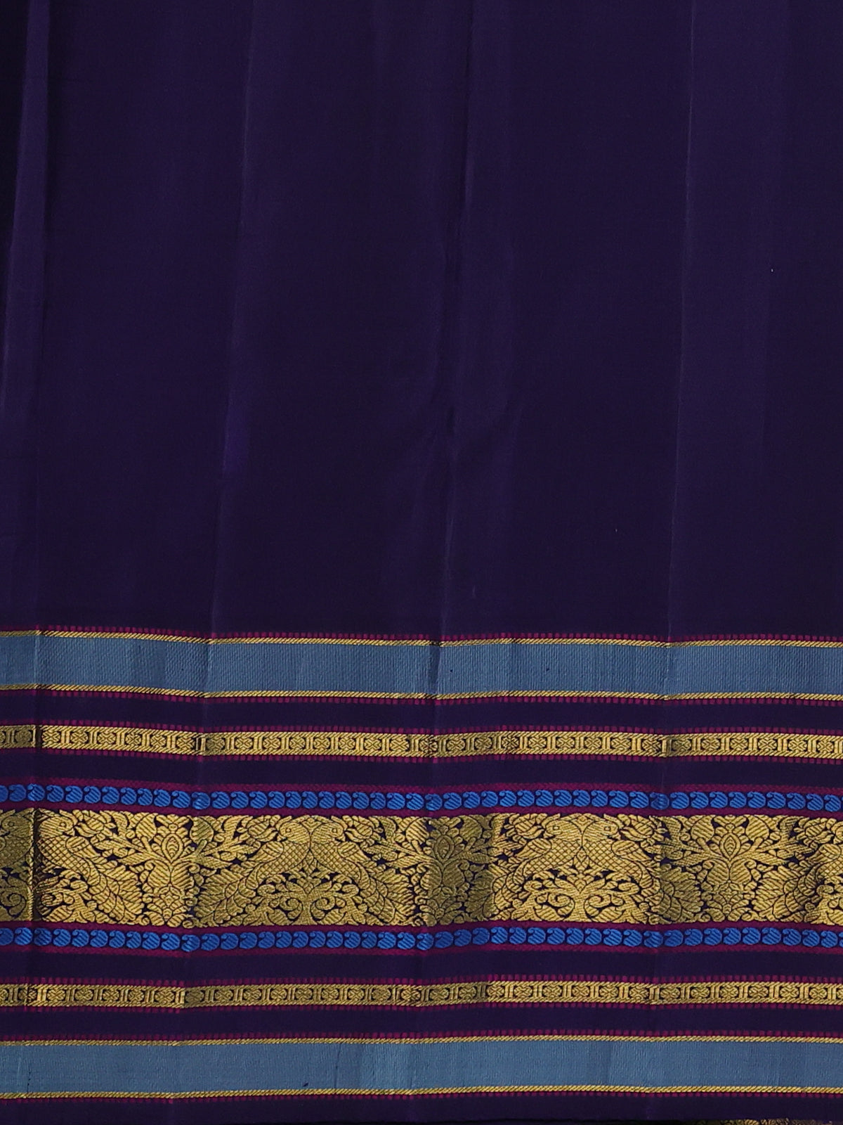 Teal Blue & Navy Blue Kanchipuram Silk Saree Witth Allover Checks & Zari Buttas