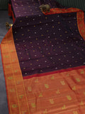 Deep Wine & Red Kanchipuram Silk Saree Witth Golden Zari Buttas And Rich Border