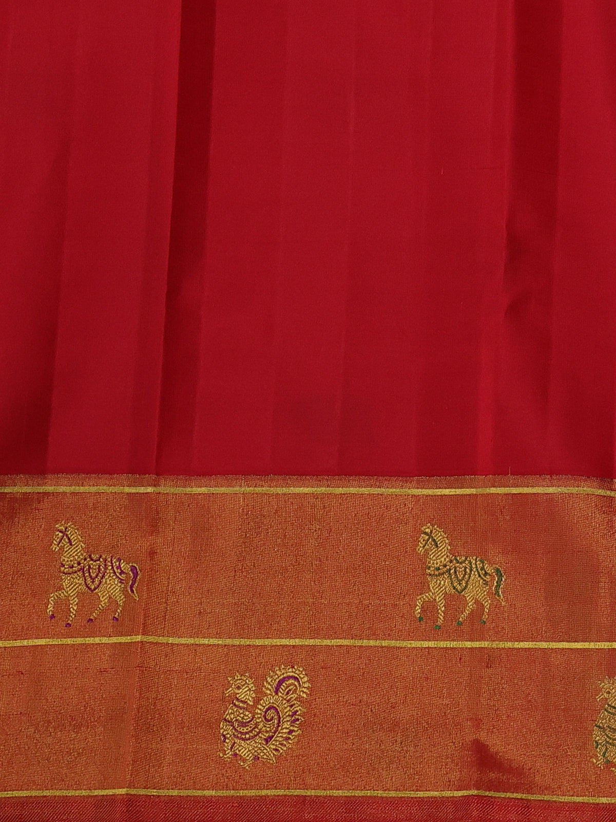 Deep Wine & Red Kanchipuram Silk Saree Witth Golden Zari Buttas And Rich Border