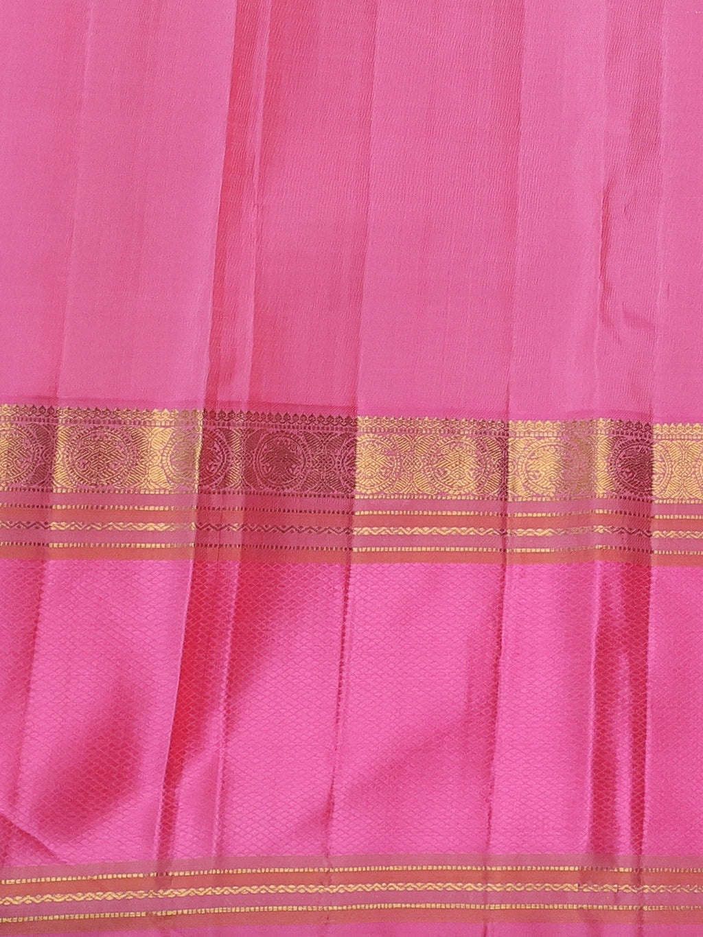 Purple & Candy Pink Kanchipuram Silk Saree Witth Golden Zari Weaves