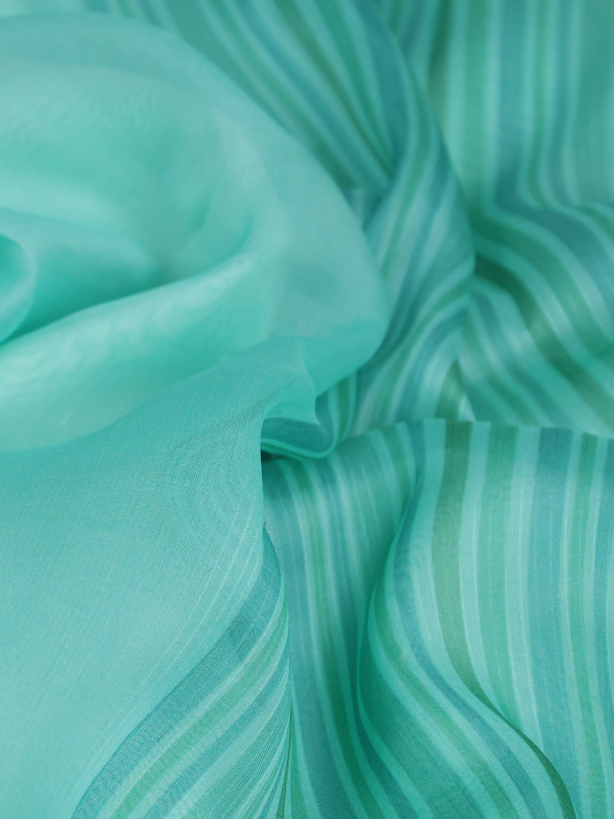 Teal Blue Banarasi Kora Saree With Plain Body And Satin Border Prints
