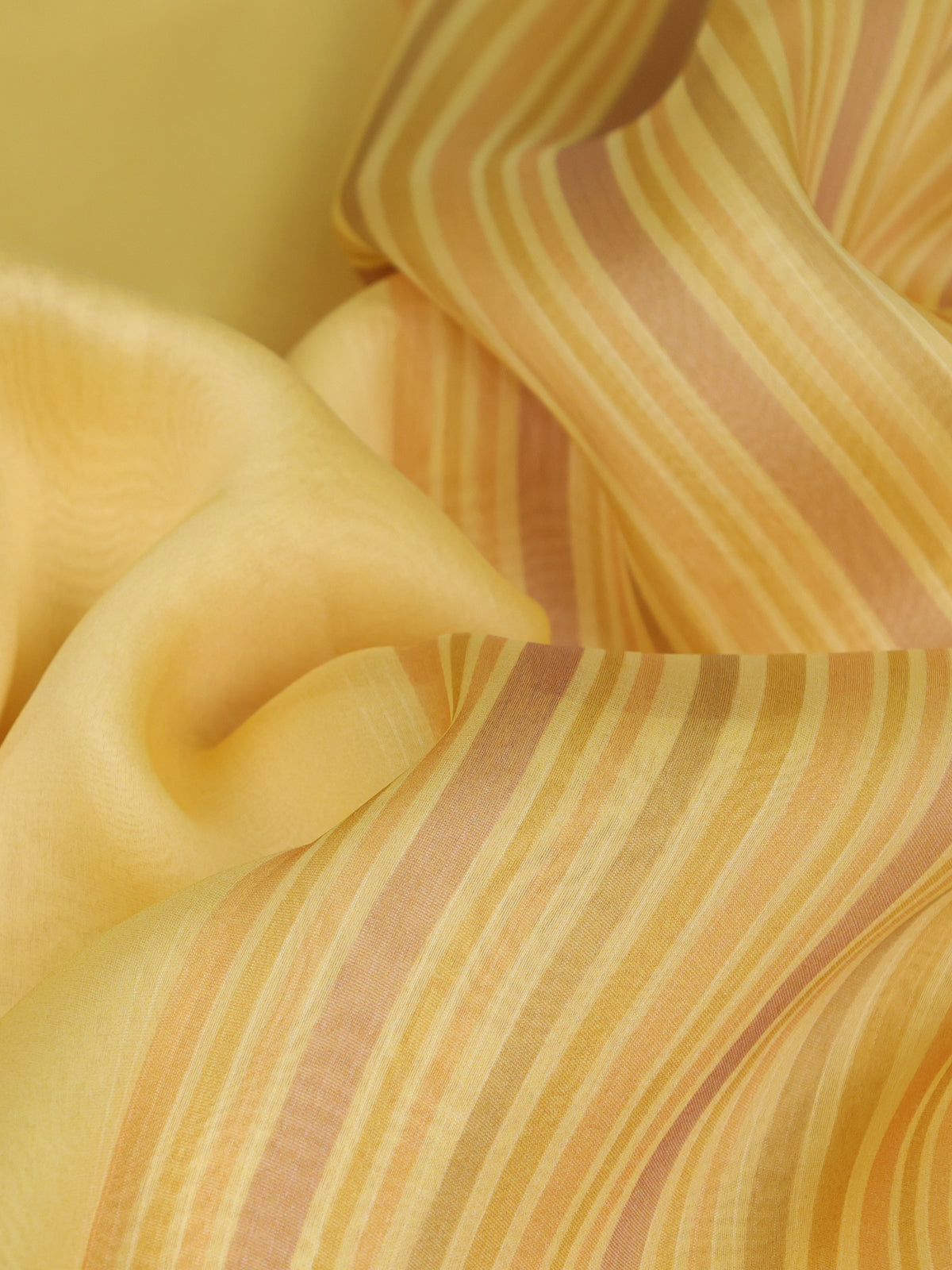 Yellow Banarasi Kora Saree With Plain Body And Satin Border Prints