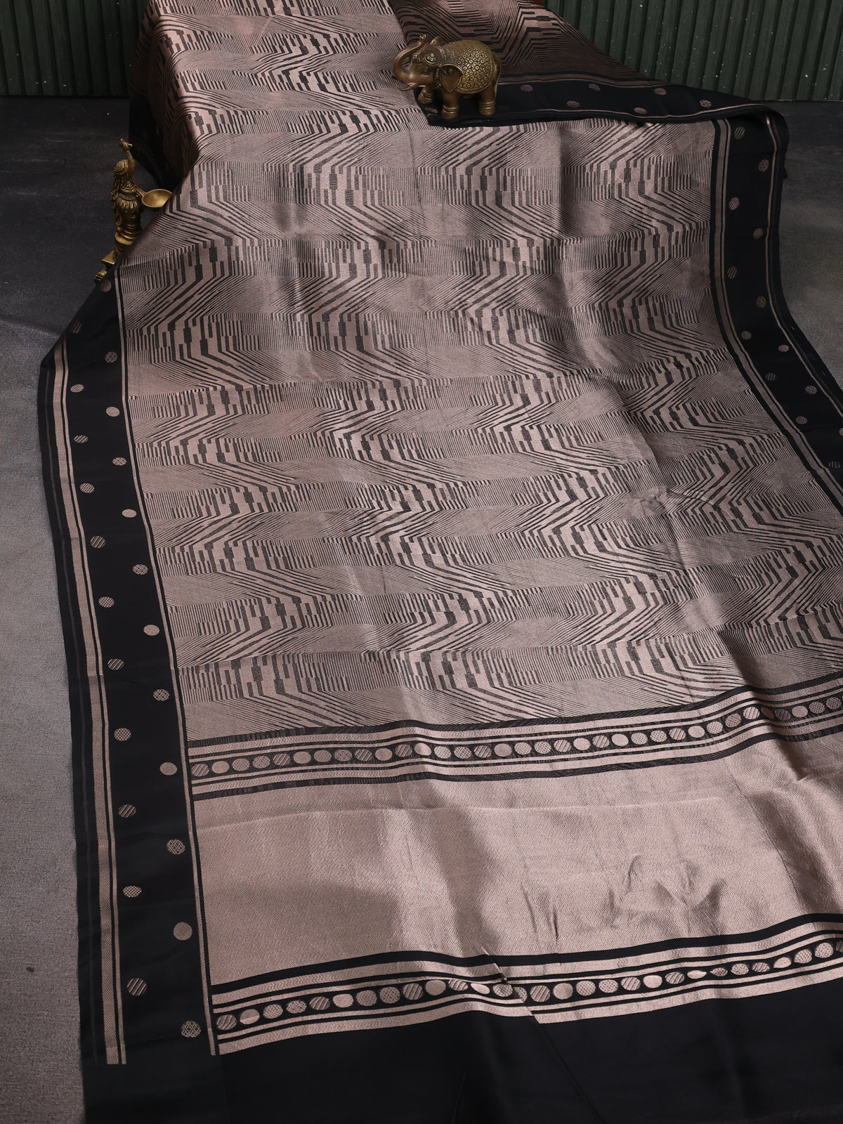 Black Banarasi Silk Saree With Zari Weaves & Butta Border