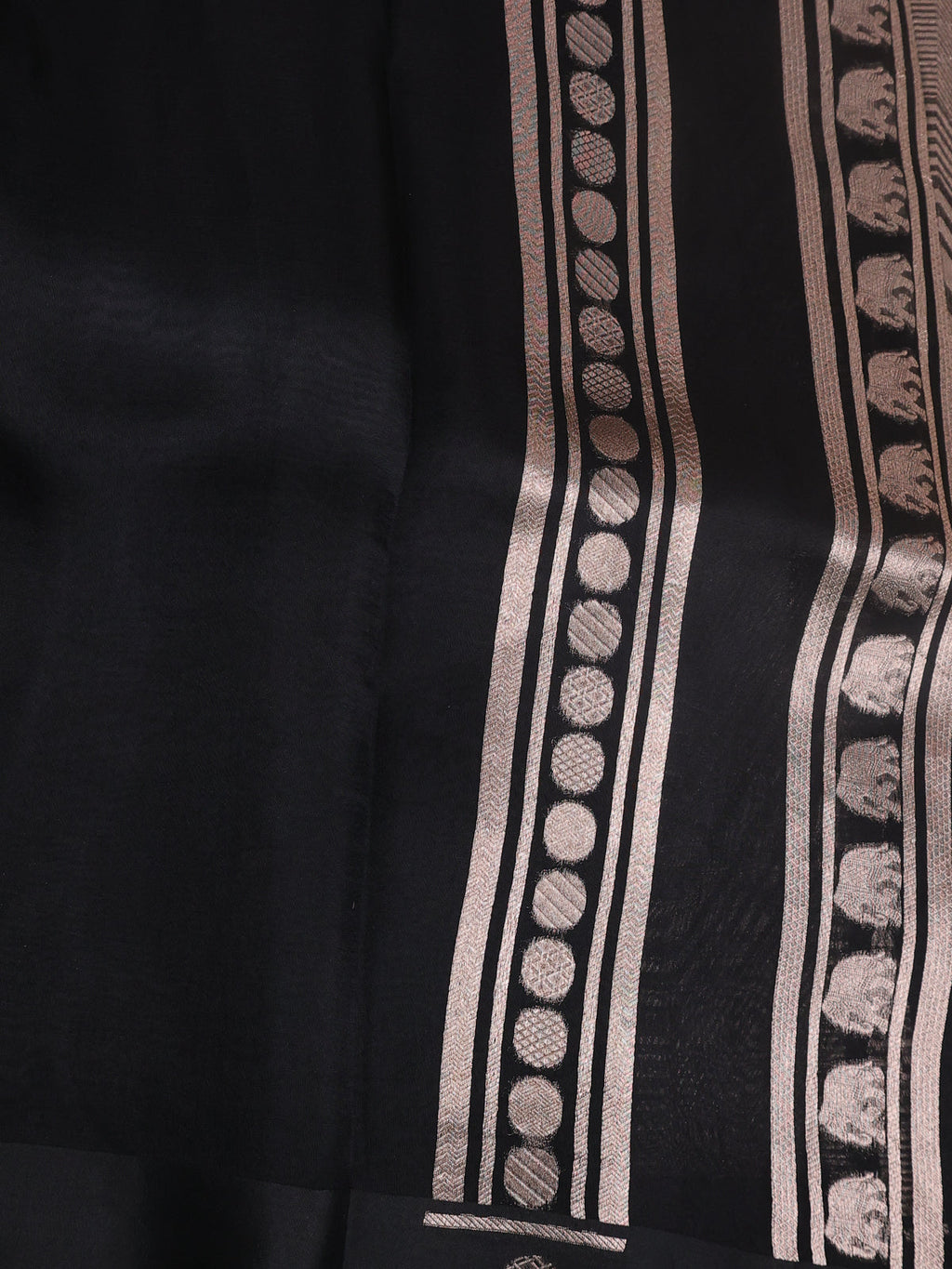 Black Banarasi Silk Saree With Zari Weaves & Butta Border