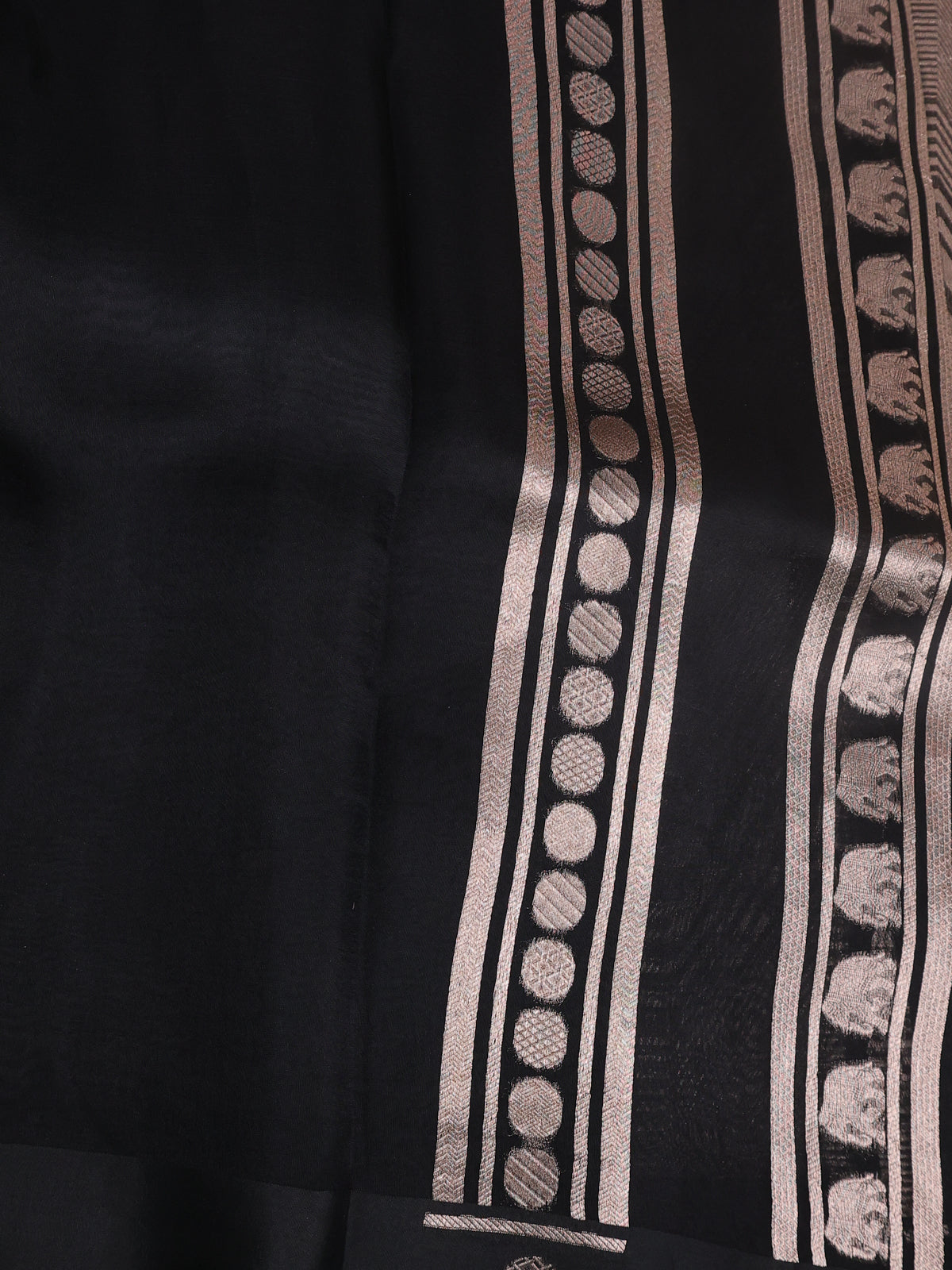 Black Banarasi Silk Saree With Zari Weaves & Butta Border
