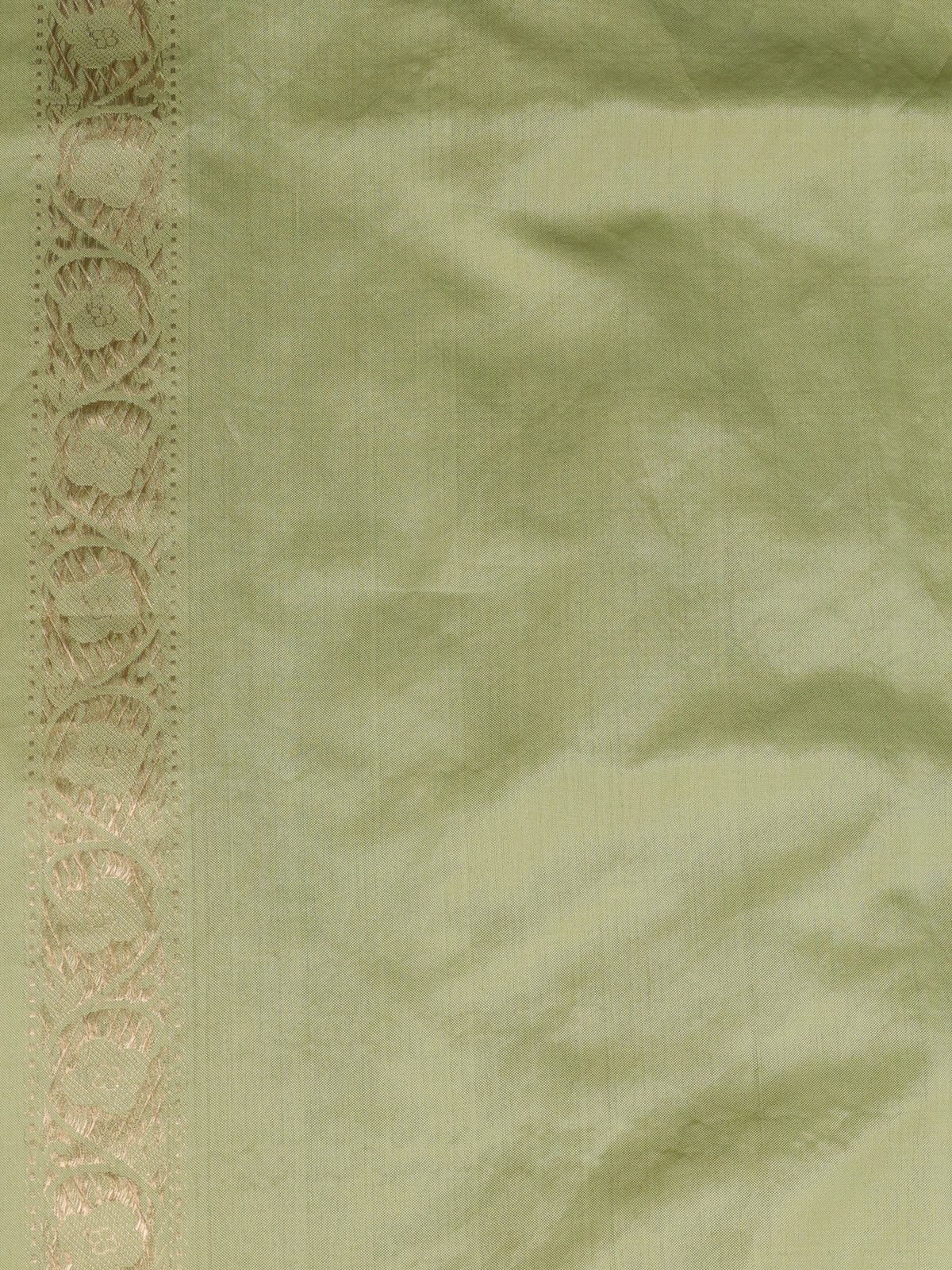Beige - Pista Green Banarasi Kora Saree With Allover Thread & Weaves