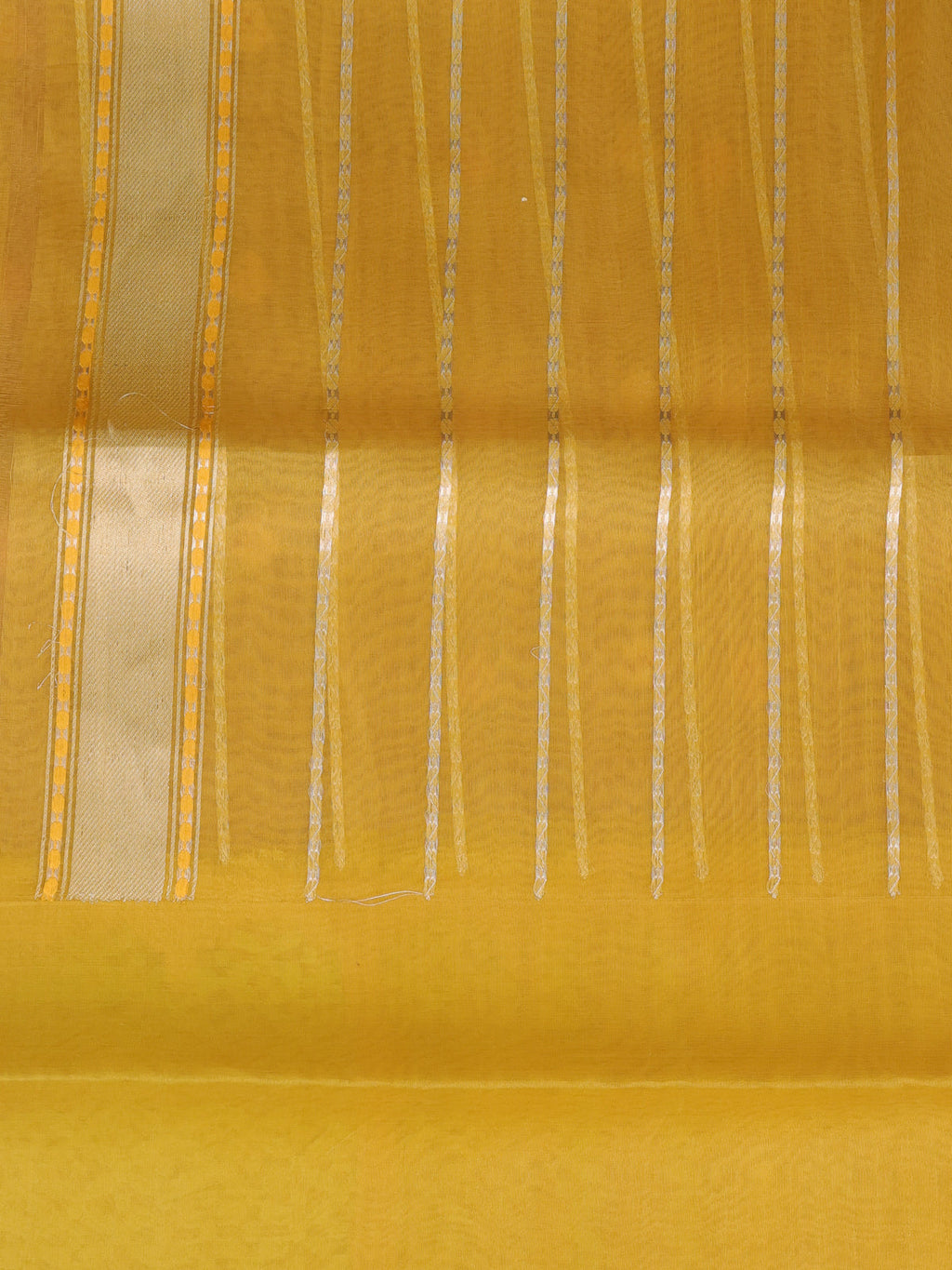 Peach - Yellow Banarasi Kora Saree With Zari Butta Floral Motifi