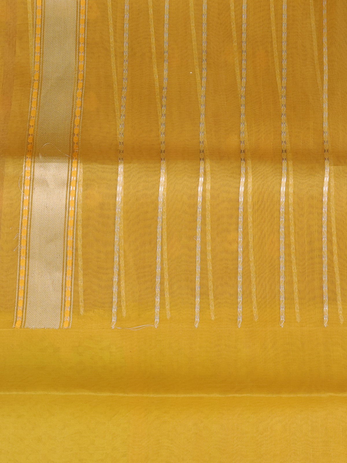 Peach - Yellow Banarasi Kora Saree With Zari Butta Floral Motifi