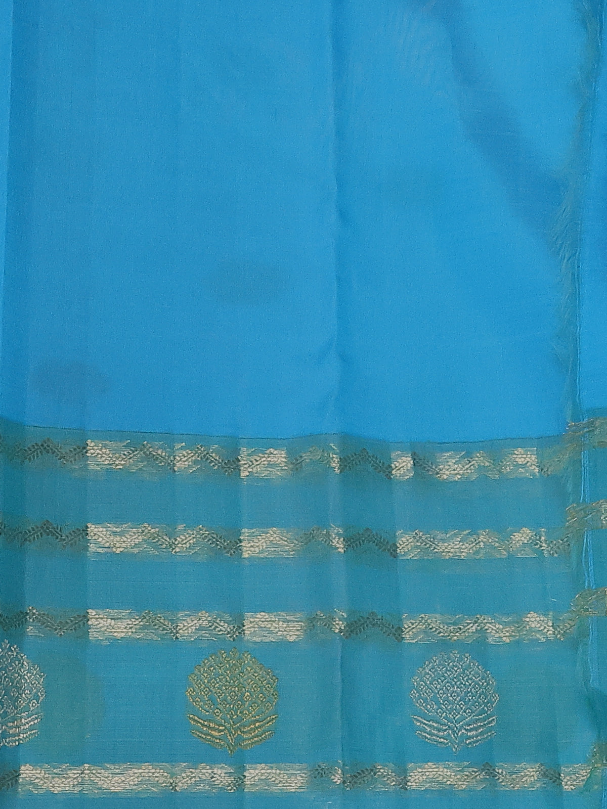 Onion Pink & Teal Kanchipuram Tissue Silk Kora Saree With Allover Golden Zari Weaves & Korvai Border