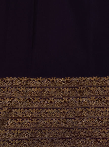 Peach Pink & Deep Purple Kanchipuram Kora Silk Saree With Zari Buttas & Rich Zari Border