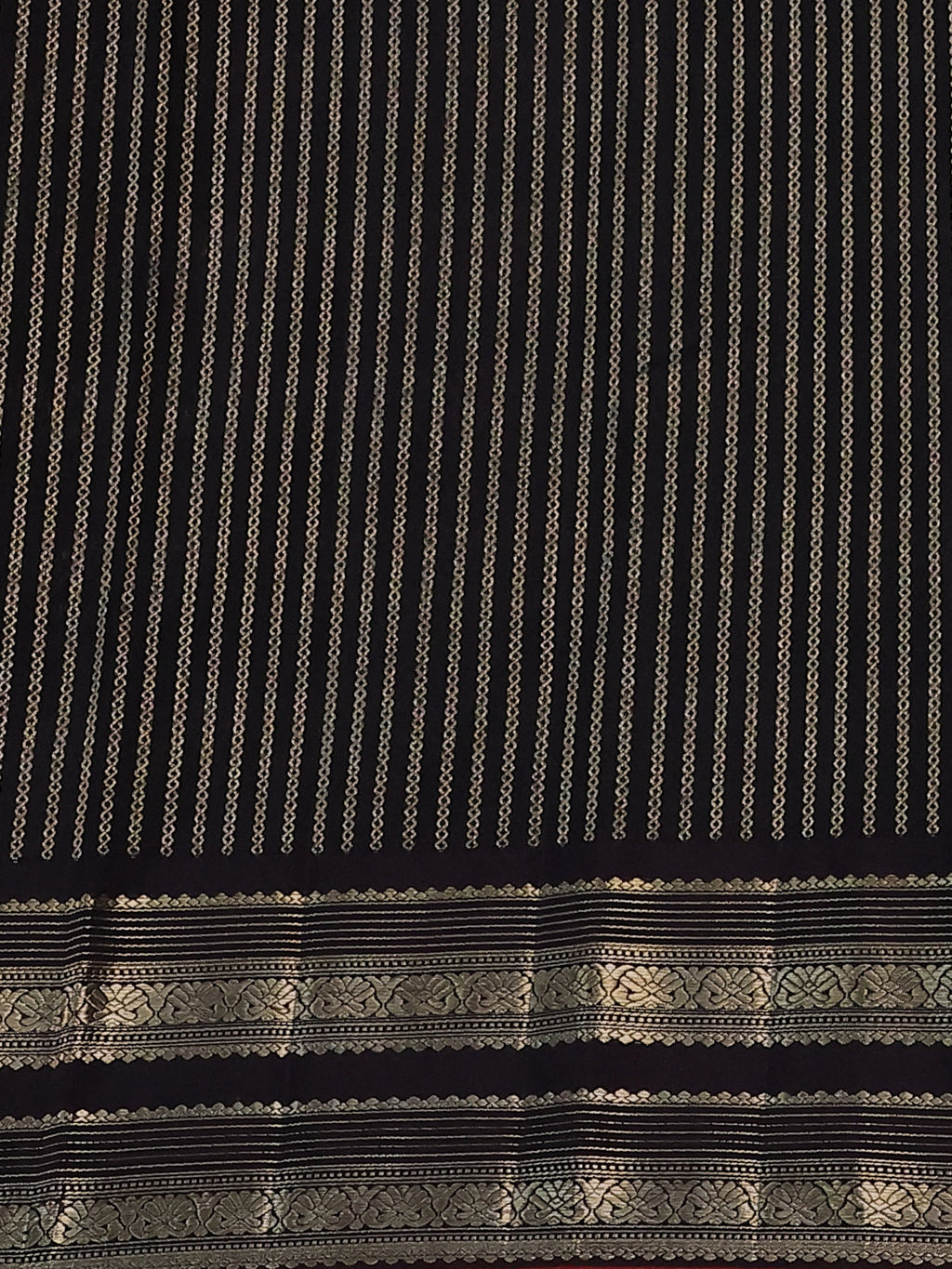 Peach-Coffee Brown Kanchipuram Silk Saree With golden zari buttas & Rich zari border