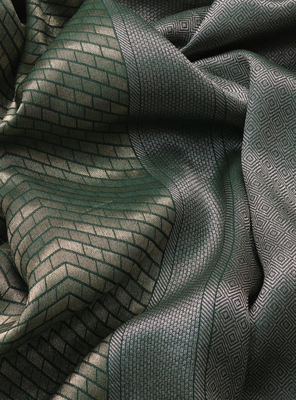 Green Banarasi Silk Saree With Brocade Zari Weaves & Embroided Border