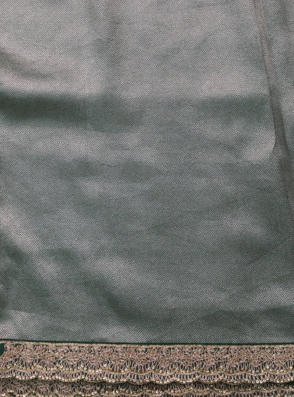 Green Banarasi Silk Saree With Brocade Zari Weaves & Embroided Border