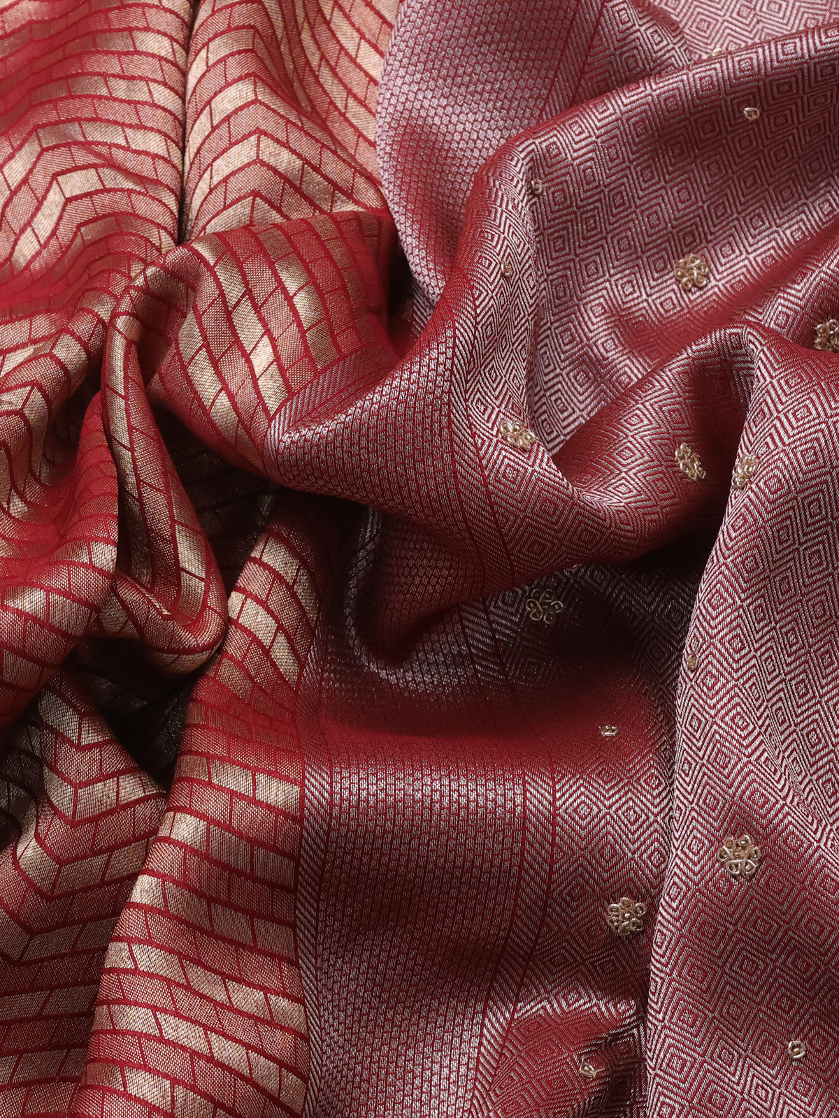 Maroon Banarasi Silk Saree With Brocade Zari Weaves & Embroided Border