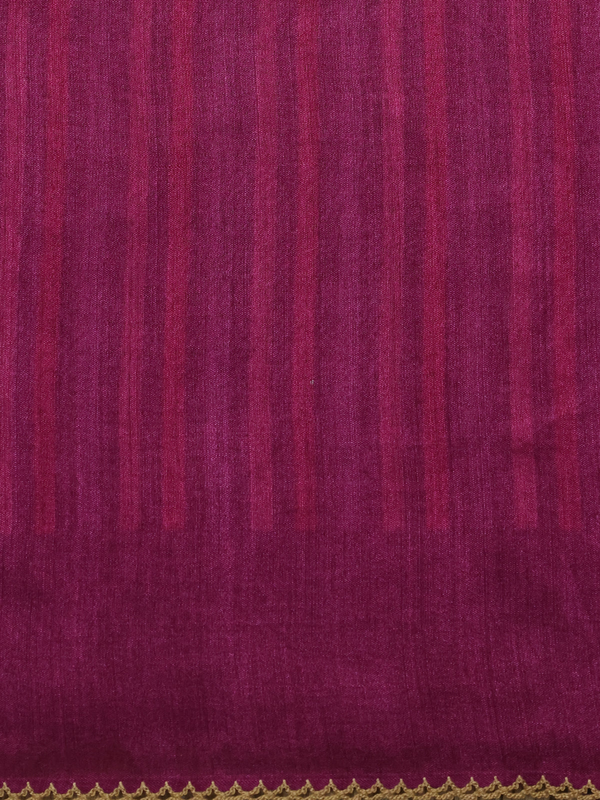 Magenta Pink Tussar Silk Saree With Zari Buttas & Kantha Stitch Work