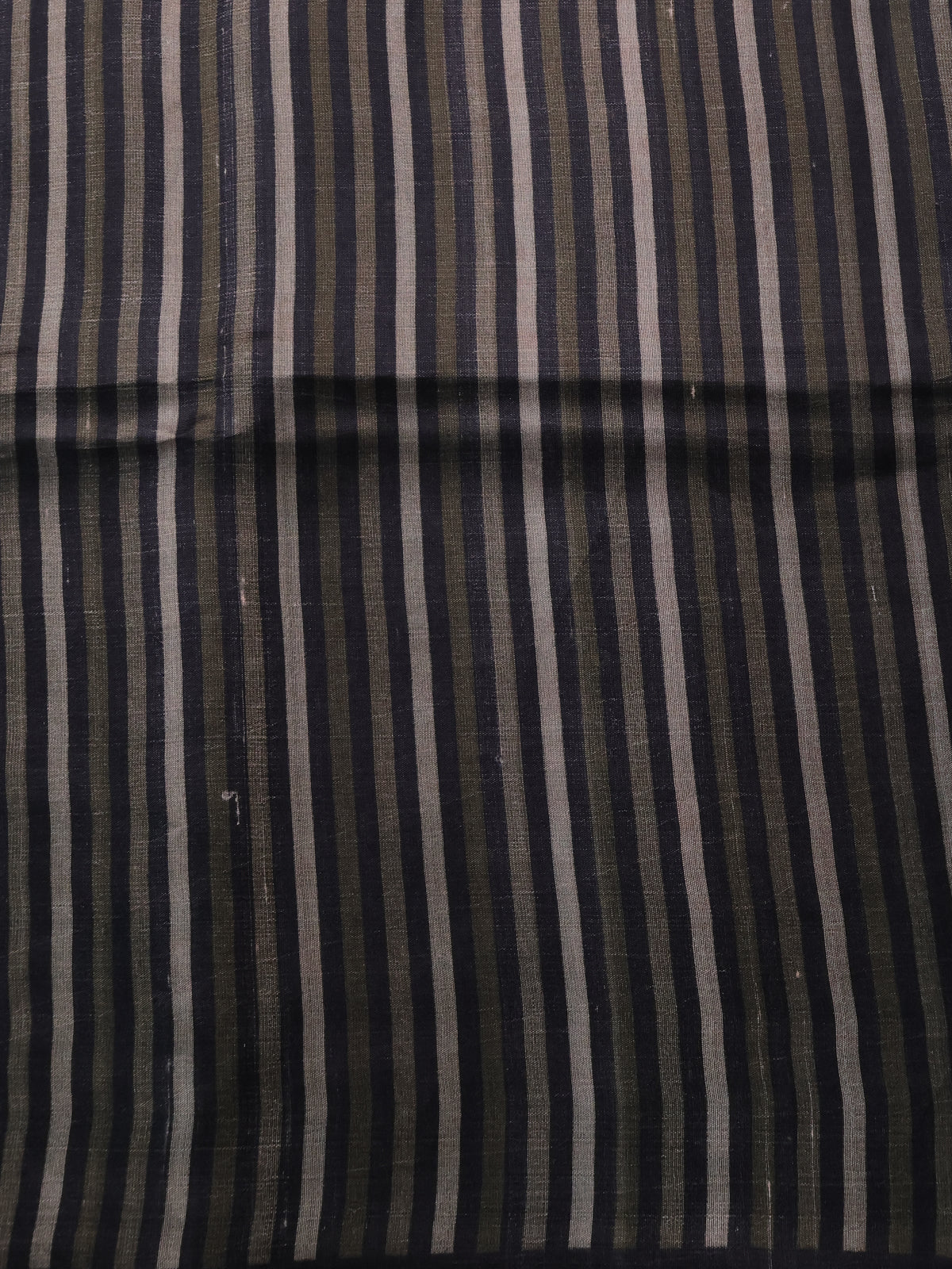 Military Green-Black Tussar Silk Saree With Sequin & Kantha Stitch Work