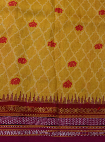 Yellow Tussar Silk Saree With Pichwai Digital Prints & Vidarbha Border