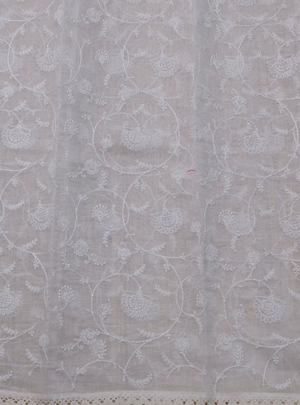 Mild Peach Chiffon Sraee With Floral Digital Prints & Kantha Stitch Work