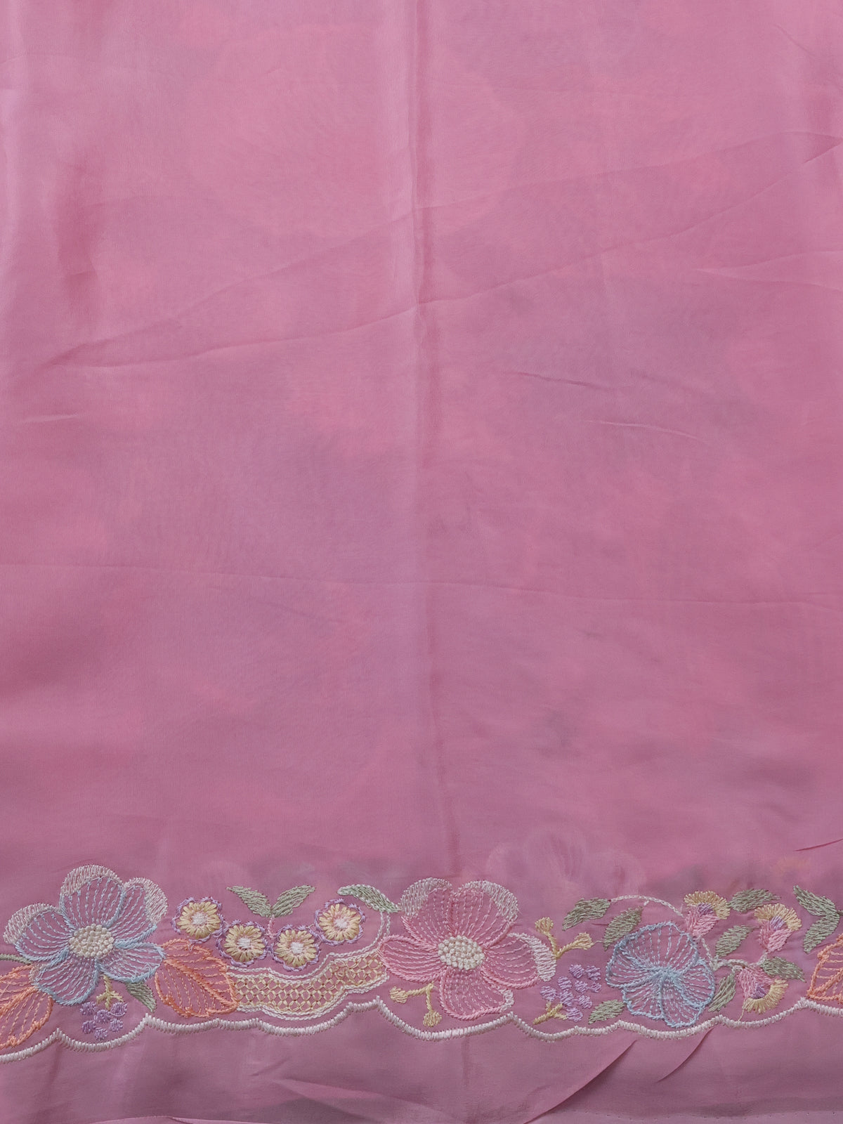 Light Pink Organza Silk Saree With Allover Floral Embroidery