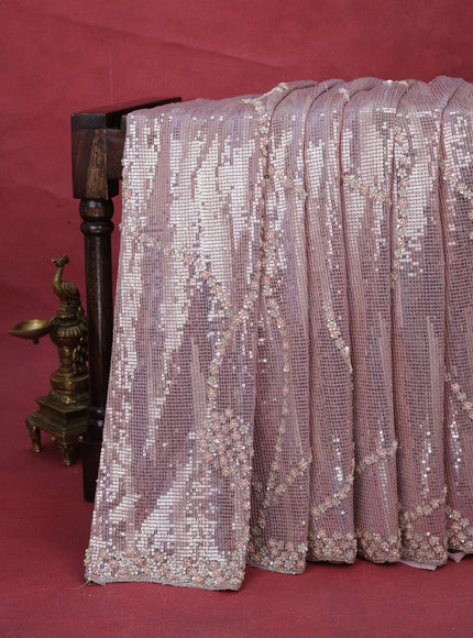 Pastel Pink Pure Georgette Saree With Allover Sequin & Beaded Work