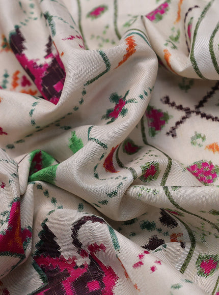 Cream Patan Patola Silk Saree