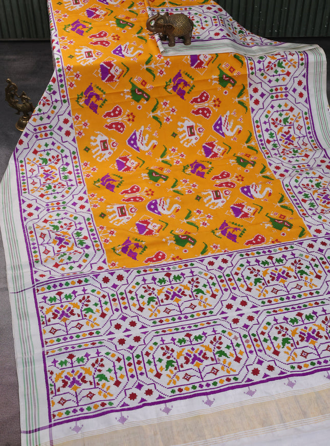 Off White Patan Patola Silk Saree