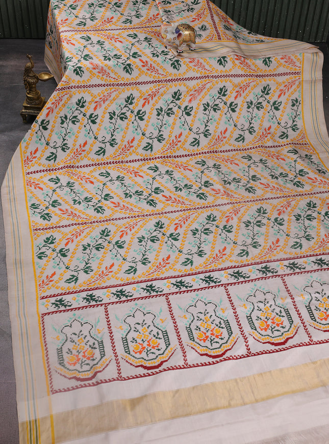 Off White Patan Patola Silk Saree