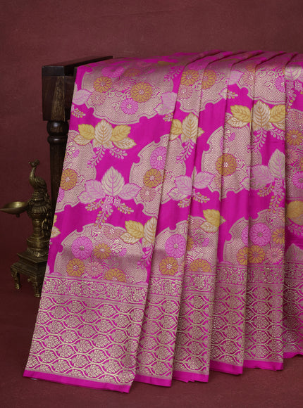 Hot Pink Banarasi Silk Saree