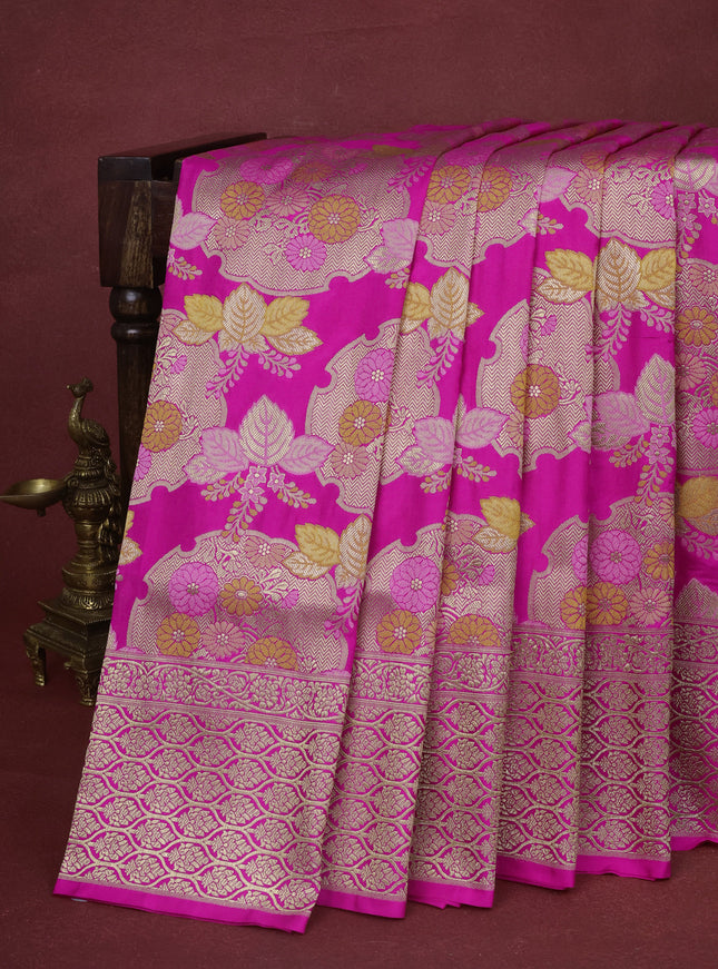 Hot Pink Banarasi Silk Saree