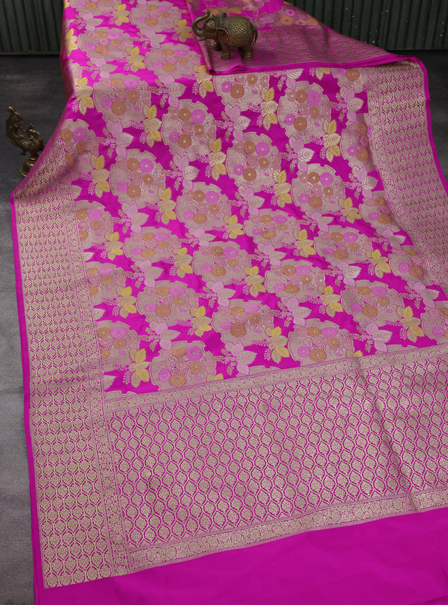 Hot Pink Banarasi Silk Saree