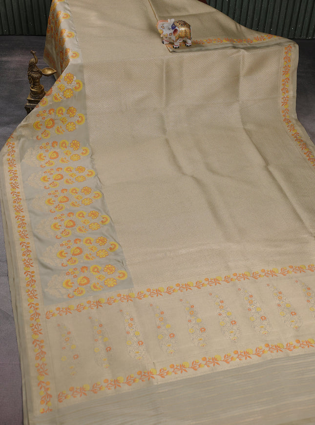 Beige Banarasi Silk Saree