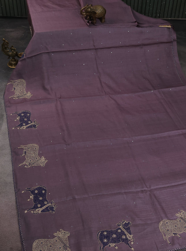 Deep Jamun Pure Tussar Silk Saree