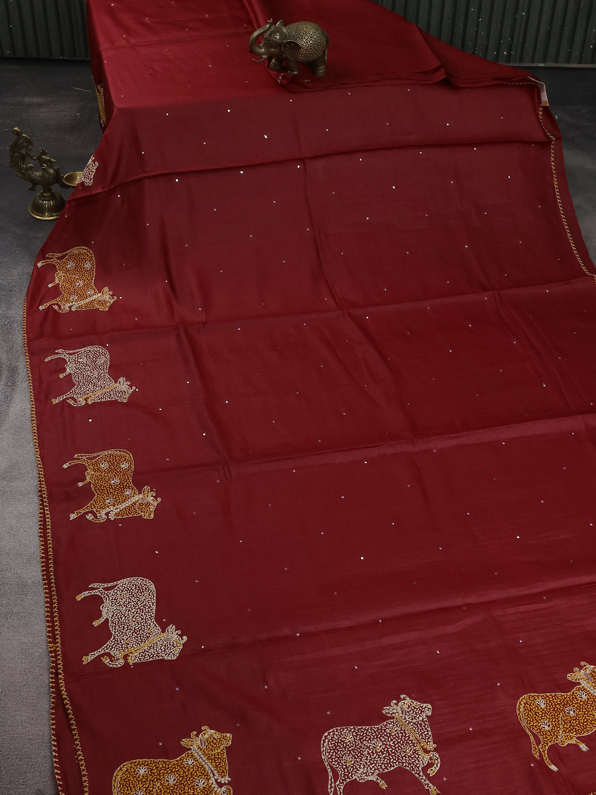 Red Pure Tussar Silk Saree
