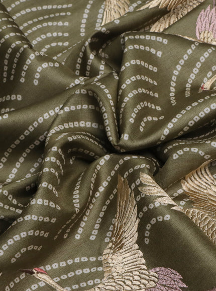Sap Green-Cream Pure Tussar Silk Saree