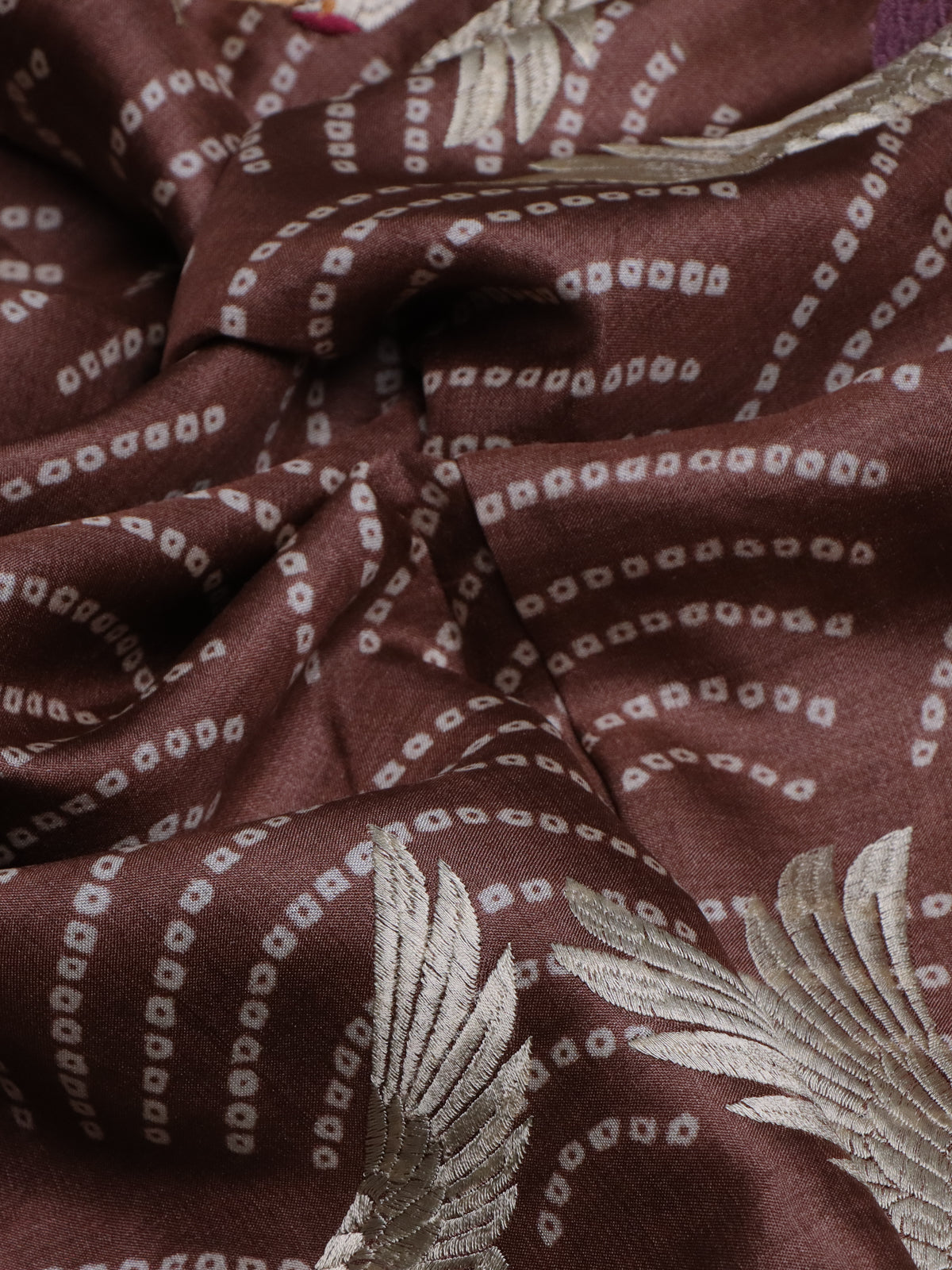 Brown -Cream Pure Tussar Silk Saree