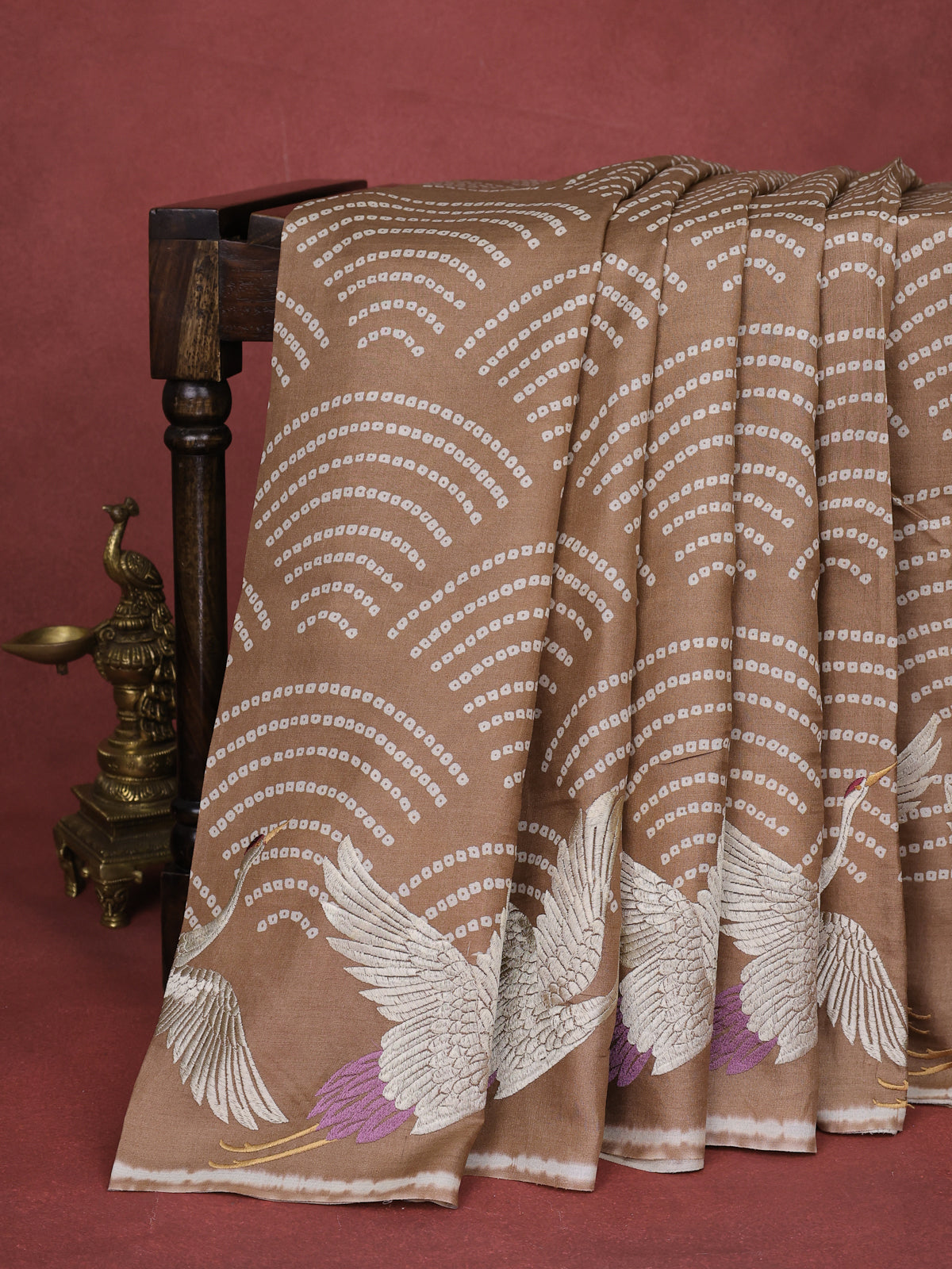 Brown Pure Tussar Silk Saree