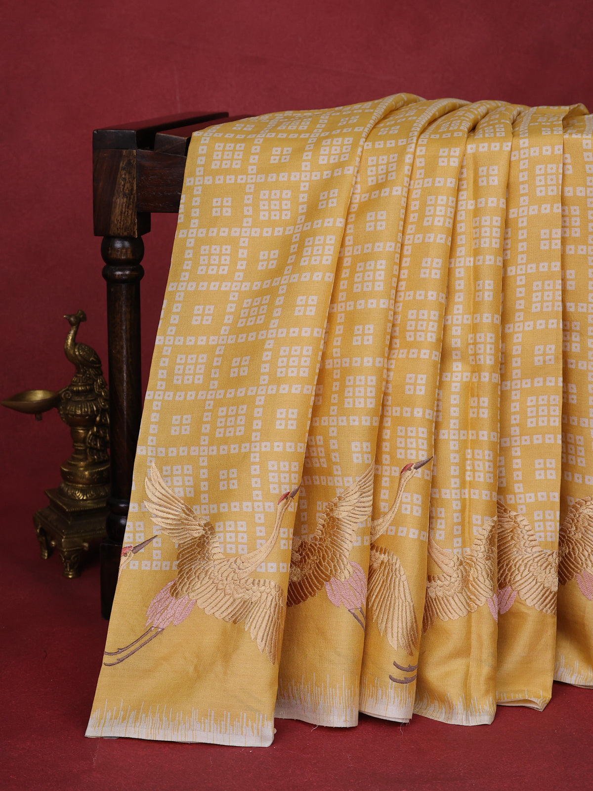 Yellow Pure Tussar Silk Saree
