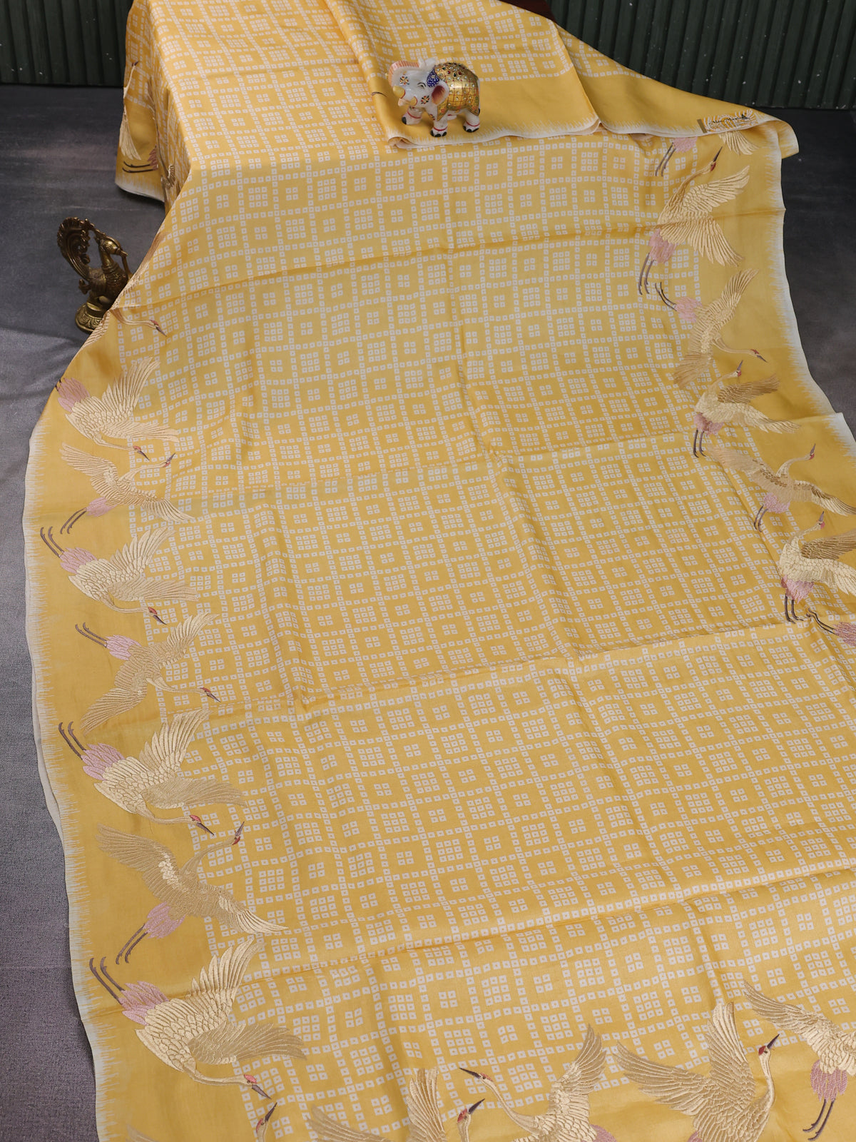 Yellow Pure Tussar Silk Saree